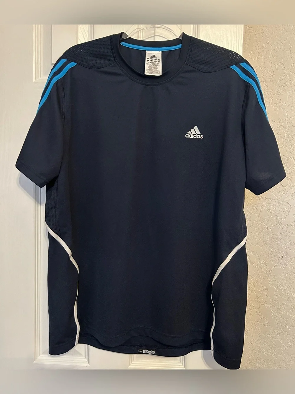 adidas Response Navy Athletic Tee with Light Blue Trim